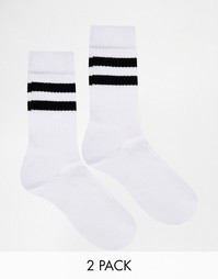 2 пары полосатых спортивных носков ASOS - Белый