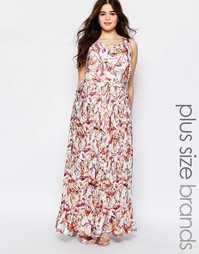 Платье макси с цветочным принтом и складками Lovedrobe Plus - Принт
