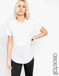 Футболка со вставкой в рубчик ASOS TALL - Серый