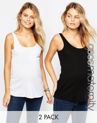 Набор из 2 маек в рубчик ASOS Maternity The Ultimate - СКИДКА 15%