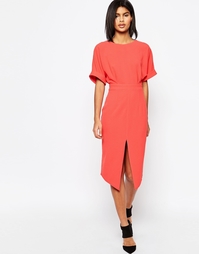 Платье с разрезом спереди ASOS - Коралловый