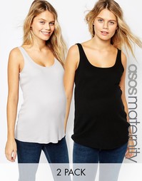 Набор из 2 маек в рубчик ASOS Maternity The Ultimate - СКИДКА 15%