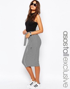 Юбка миди в полоску с завязкой спереди ASOS TALL - Мульти
