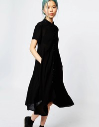 Платье-рубашка с короткими рукавами Monki - Черный