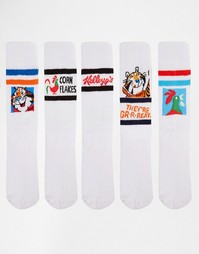 5 пар спортивных носков с рисунками сухих завтраков Kellogg's ASOS