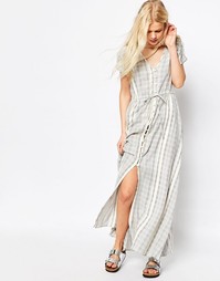Платье макси в полоску из натуральных волокон ASOS - Мульти