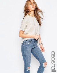 Свободная футболка с льняной фактурой ASOS TALL - Бежевый