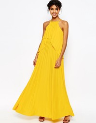 Плиссированное платье макси с рюшами ASOS - Желтый