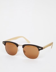 Солнцезащитные очки в стиле ретро с эффектом дерева ASOS - Коричневый