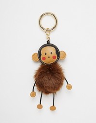 Брелок для ключей с помпоном ASOS Cheeky Monkey - Коричневый
