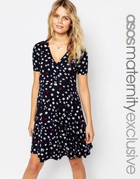 Платье с запахом и животным принтом ASOS Maternity NURSING - Мульти