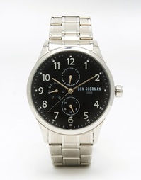Серебристые наручные часы с черным циферблатом Ben Sherman Spitalfield