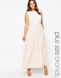Платье макси с кружевным топом Club L Plus - Crème lace with n