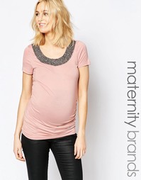 Топ для беременных с отделкой горловины из бусин Mamalicious Silvia Mama.Licious