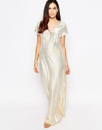 Блестящее платье макси цвета металлик Liquorish - Золотой