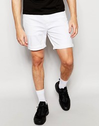 Белые эластичные джинсовые шорты слим ASOS - Белый