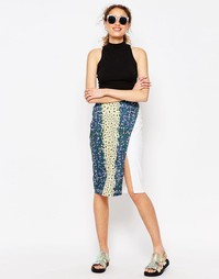 Контрастная юбка миди с цветочным принтом ASOS AFRICA x Chichia