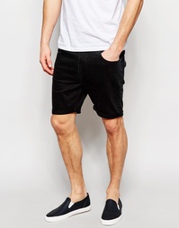 Черные узкие джинсовые шорты стретч ASOS - Черный