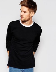 Черный свитшот с контрастным воротом ASOS - Черный