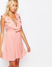 Платье с рюшами и завязкой Fashion Union - Розовый