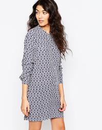 Длинное платье-рубашка с принтом Vila Sanu - Синий принт