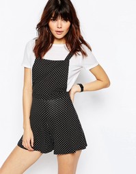 Трикотажный ромпер в горошек ASOS - Черно-белый