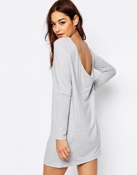 Платье мини со свободной горловиной ASOS - Серый меланж