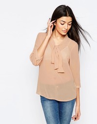 Рубашка с завязками спереди Vero Moda - Коричнево-красная роза