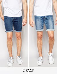 Набор из 2 пар зауженных джинсовых шортов ASOS - СКИДКА 23%