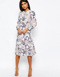 Платье-футляр миди с обойным принтом ASOS - Серый