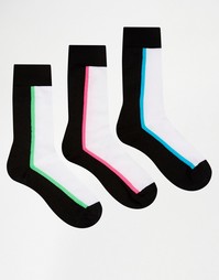 Набор из 3 пар строгих носков в стиле колор блок ASOS - Черный