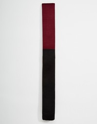 Вязаный галстук колор блок в черных и бордовых тонах ASOS