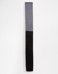Вязаный галстук колор блок в черных и серых тонах ASOS
