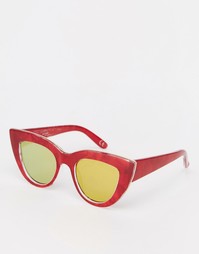 Солнцезащитные очки кошачий глаз с плоским верхом ASOS - Красный