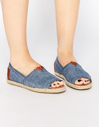 Туфли с верхом из шамбре, плоской подошвой и открытым носком TOMS Alpa