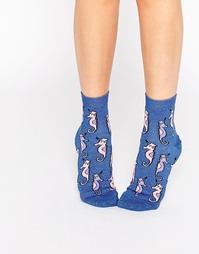 Носки с блестящими морскими коньками ASOS - Синий