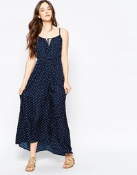 Темно-синее платье в горошек на бретельках Vila - Полное затмение