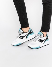 Белые кроссовки с черной отделкой Saucony Shawdow 6000