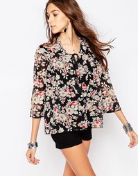 Укороченная блузка с цветочным принтом Only Ewan - Черный