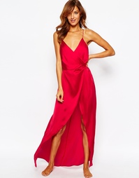 Атласное платье-сорочка макси ASOS - Crimson