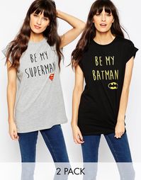 2 футболки-бойфренда ASOS Batman Vs Superman - Скидка 15%