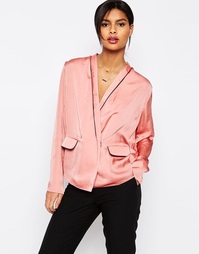 Атласная пижамная блузка с запахом спереди ASOS - Blush