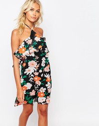 Платье с завязкой на шее и цветочным принтом Fashion Union - Мульти