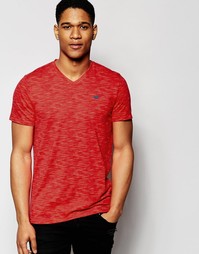 Меланжевая футболка слим с v-образным вырезом Selected Homme - Красный Hollister
