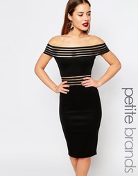 Облегающее платье с широким вырезом и сетчатыми вставками Boohoo Petit