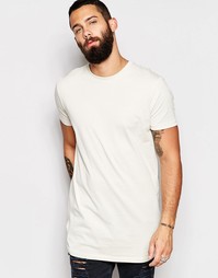 Длинная серая футболка свободного кроя ASOS - White cap grey