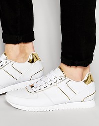 Белые кроссовки с золотистой отделкой ASOS