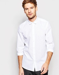 Белая фактурная рубашка стандартного кроя с длинными рукавами ASOS