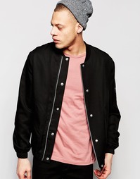 Черная строгая куртка-пилот слим из целлюлозной ткани ASOS - Черный