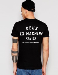 Футболка с черепом и принтом на спине Deus Ex Machina LA - Черный